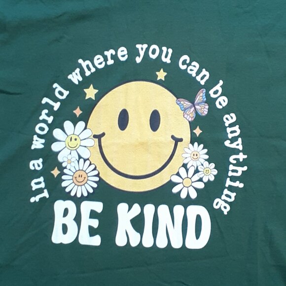 In a World Where You Can Be Anything - Be Kind - New Women's XL Green V-Neck T-S - Picture 2 of 4